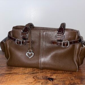 Brighton Brown Pebble Leather Shoulder Bag with Heart Charm
